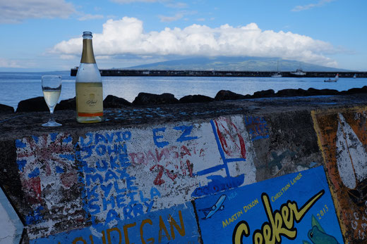 Zur Feier unserer Ankunft öffnen wir unsere letzte Flasche Hiestand-Sekt